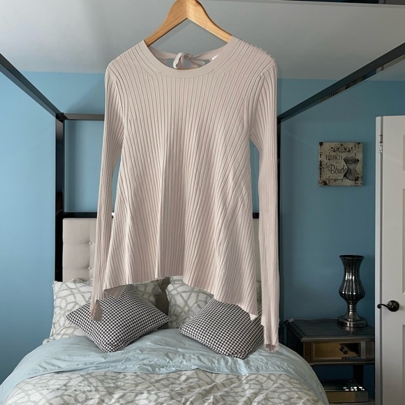 HELMUT LANG Open Tie Back Sweater Metal Tan Beige Ribbed Knit RARE Size XS - Picture 8 of 10